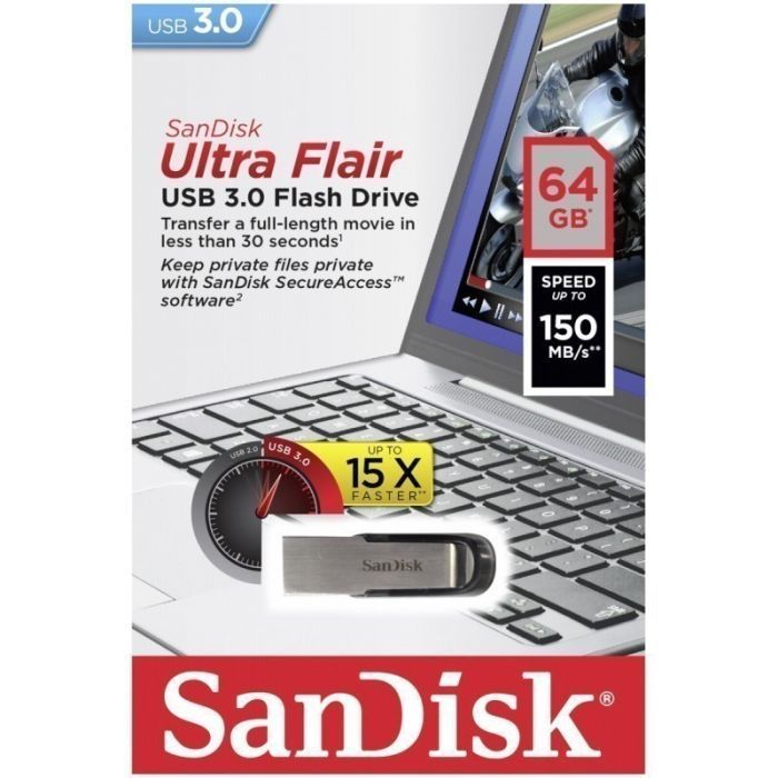 USB флеш накопитель SanDisk 128GB Ultra Flair Blue USB 3.0 (SDCZ73-128G-G46B) изображение 5