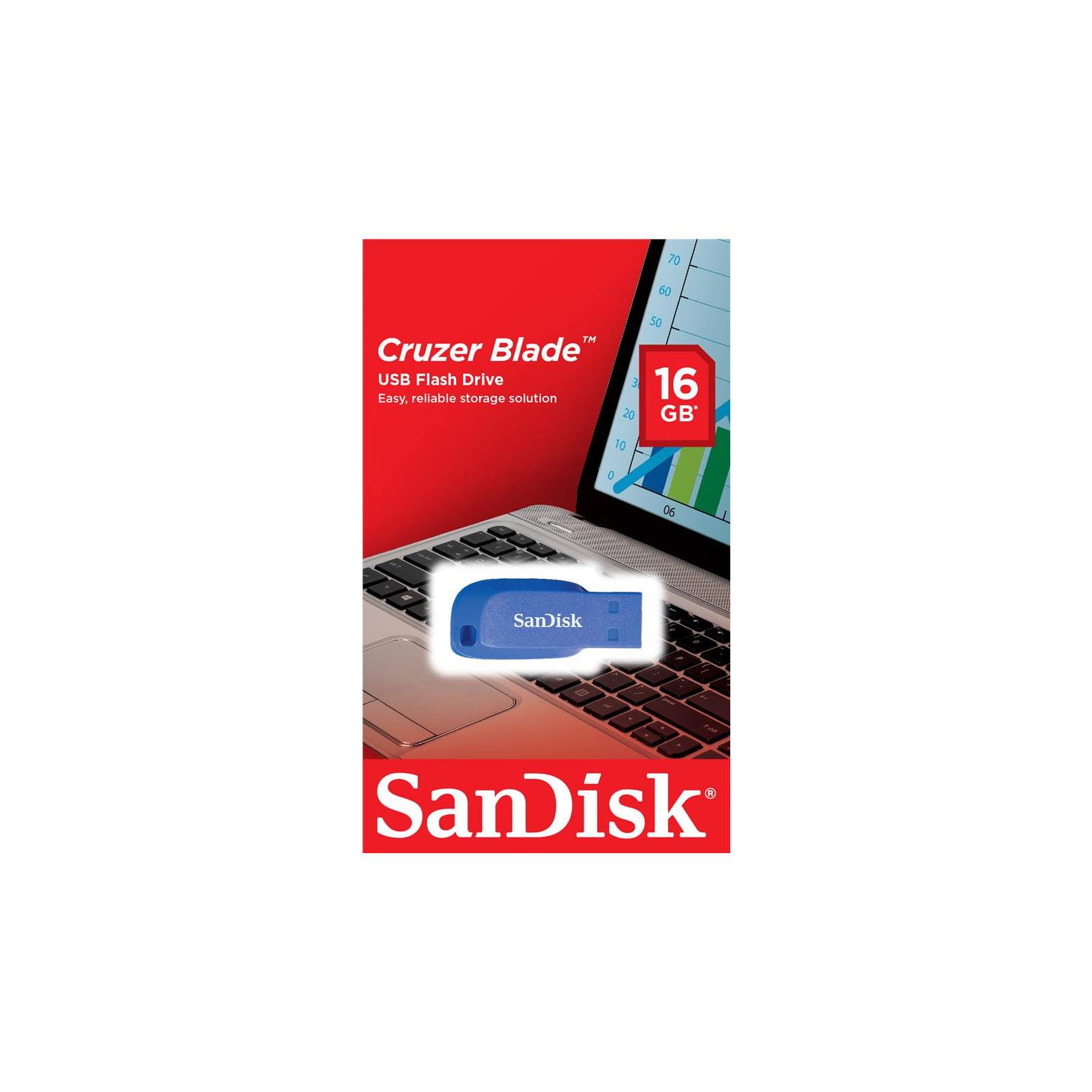 USB флеш накопичувач SanDisk 16GB Cruzer Blade Blue Electric USB 2.0 (SDCZ50C-016G-B35BE) зображення 3