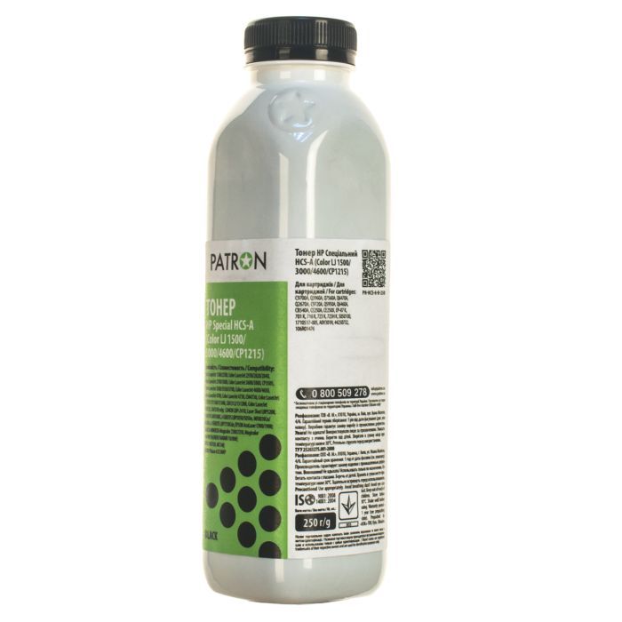 Тонер HP CLJ 1500/3000/4600/CP1215) BLACK 250г Patron (HCS-A-B-250) изображение 2