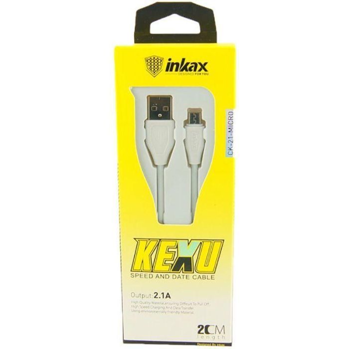 Дата кабель USB 2.0 AM to Micro 5P 0.2m CK-21 White Inkax (F_72184) изображение 2