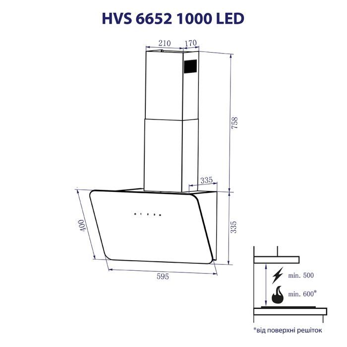 Витяжка кухонна Minola HVS 6652 BL 1000 LED зображення 9