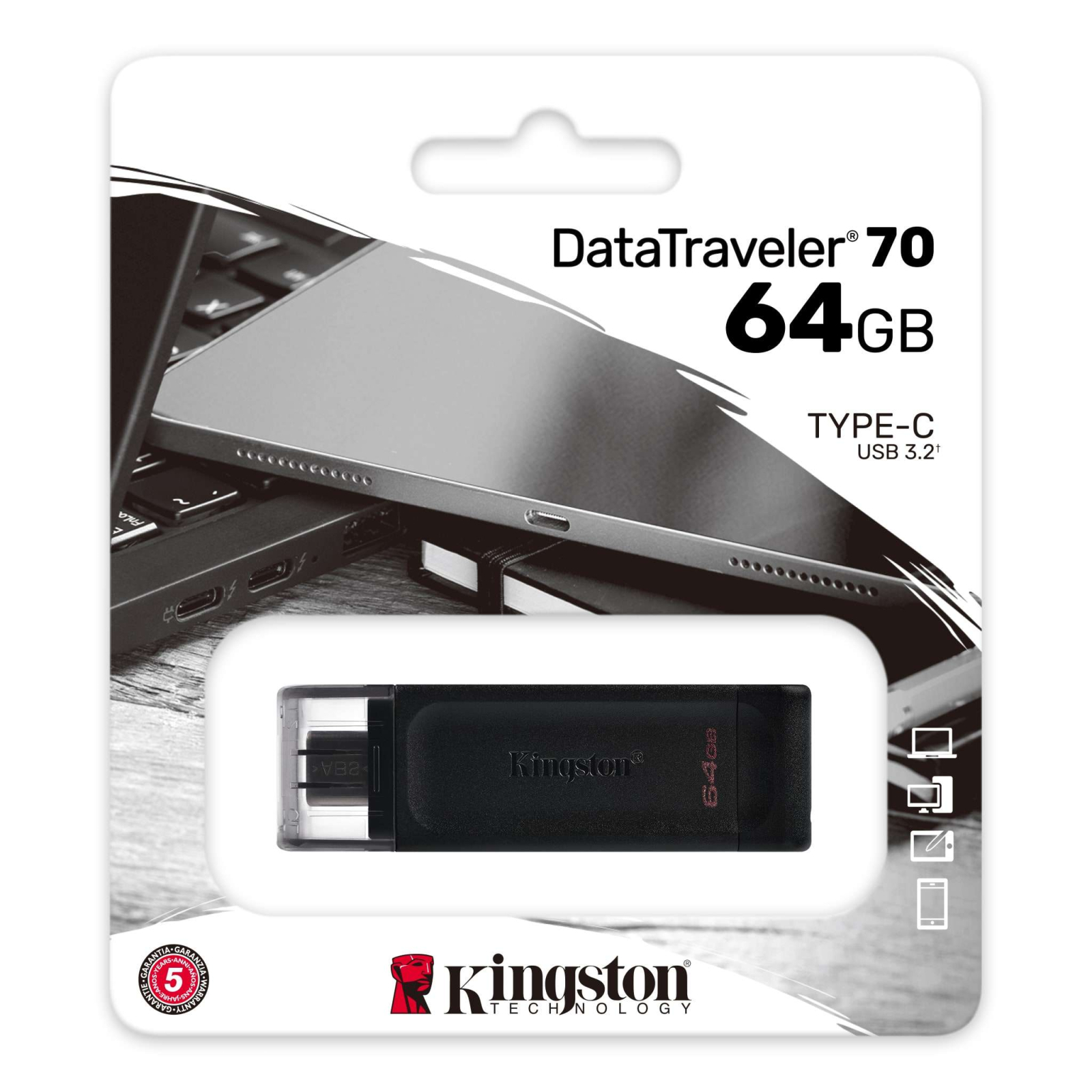 USB флеш накопитель Kingston 64GB DataTraveler 70 USB 3.2 / Type-C (DT70/64GB) изображение 3