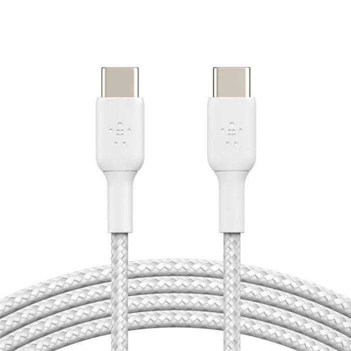 Дата кабель USB-С - USB-С, BRAIDED, 1m, white Belkin (CAB004BT1MWH)