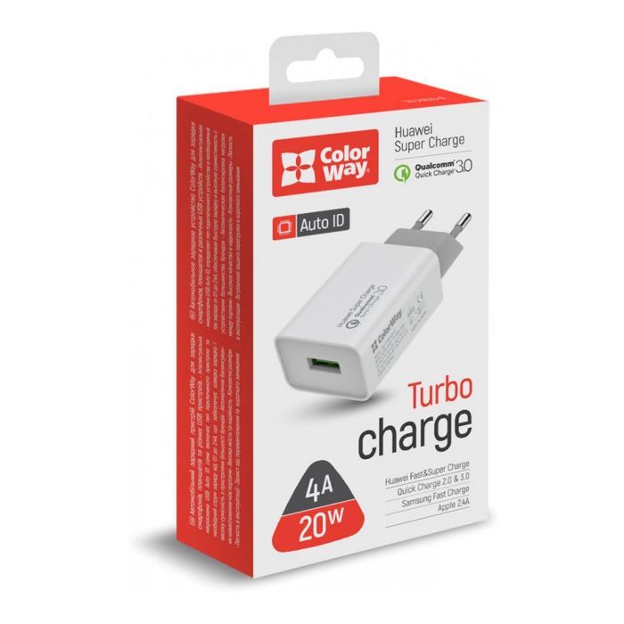 Зарядний пристрій ColorWay 1USB Huawei Super Charge/Quick Charge 3.0, 4A (20W) (CW-CHS014Q-WT) зображення 6
