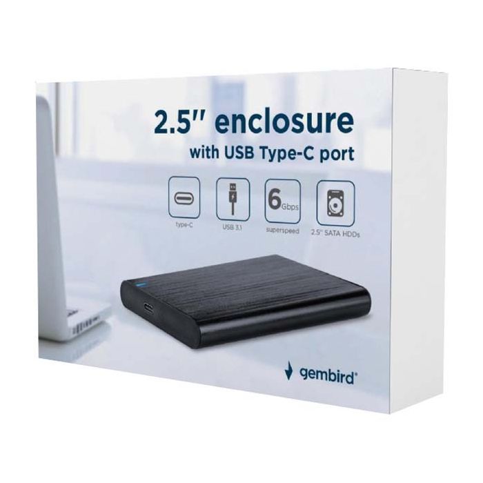 Карман внешний Gembird 2.5" USB3.1 alum black (EE2-U3S-6) изображение 4