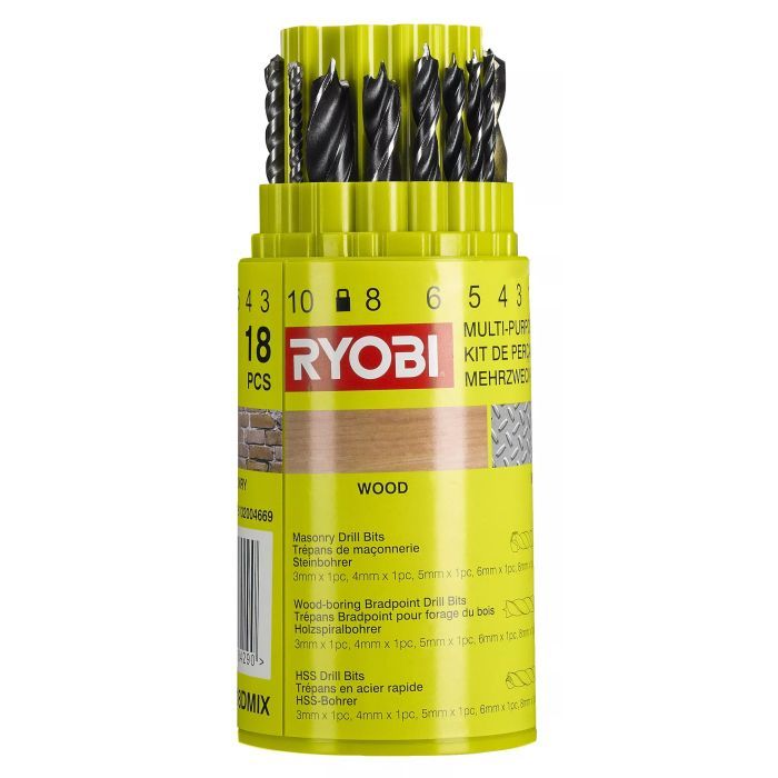 Набор сверл Ryobi RAK18DMIX, 18шт (5132004669) изображение 2