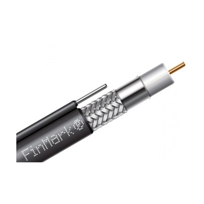 Кабель телевізійний FinMark RG-660, CCS, +steel wire, 305м, black (F660BVM_305_black)