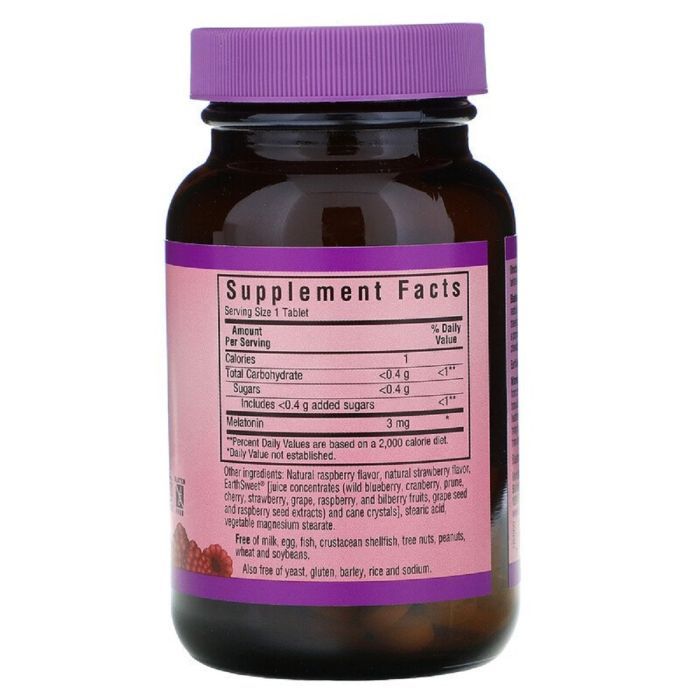 Амінокислота Bluebonnet Nutrition Мелатонін, Melatonin, 3 мг, EarthSweet, Малиновий Смак, 120 (BLB-00994) зображення 2