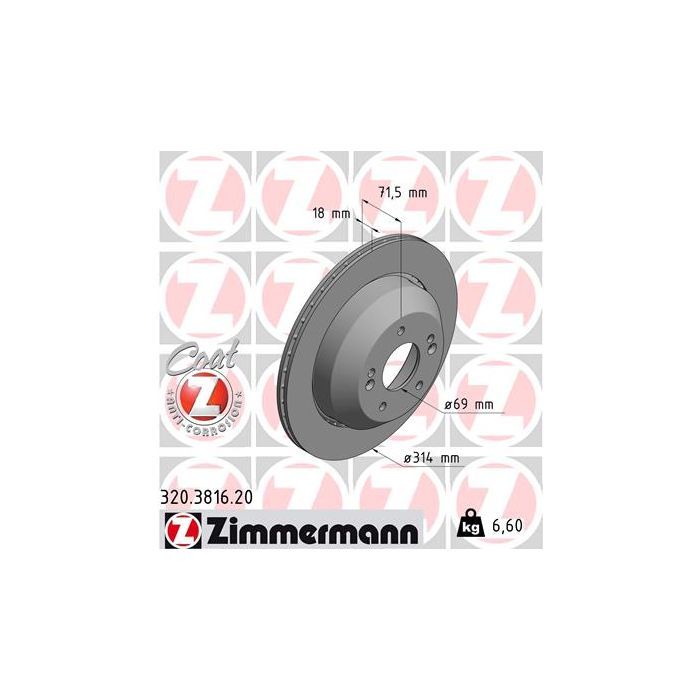 Гальмівний диск ZIMMERMANN 320.3816.20