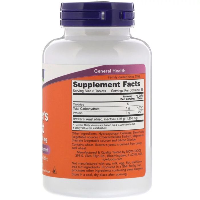 Травы Now Foods Пивные Дрожжи, Brewer's Yeast, Now Food, 200 таблеток (NOW-02410) изображение 2