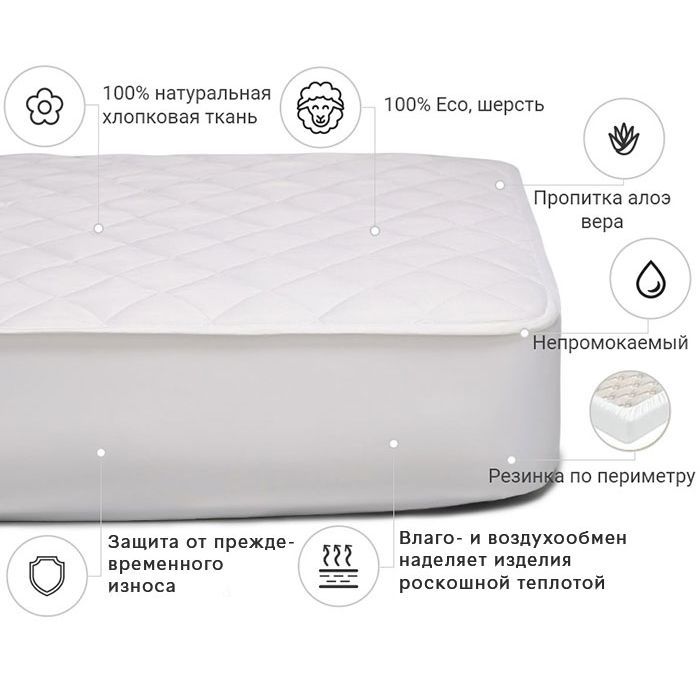 Наматрацник MirSon Стандарт Natural Line Wollen Aloe Vera 961 70х140 см (2200000833853) зображення 3