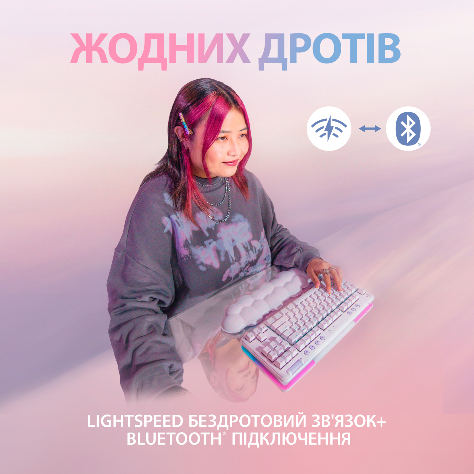 Клавіатура Logitech G715 Aurora Wireless Gaming GX Red Lightspeed/Bluetooth UA Off-White (920-010692) зображення 3