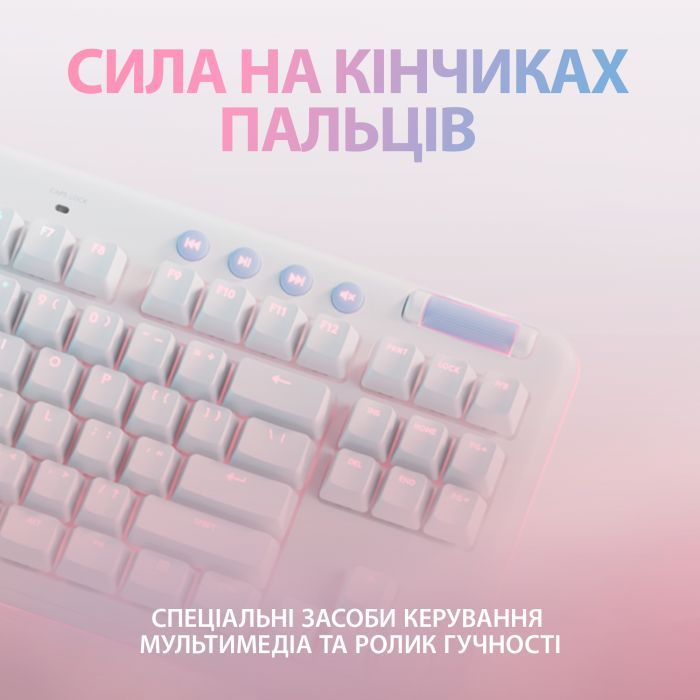 Клавиатура Logitech G715 Aurora Wireless Gaming GX Brown Lightspeed/Bluetooth UA Off-White (920-010465) изображение 5