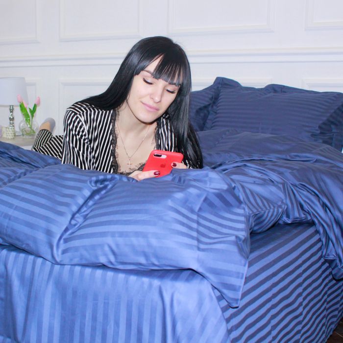 Постільна білизна MirSon SatinStripe 30-0020SmokyBlue 110х140 Дитячий (2200005246313) зображення 5