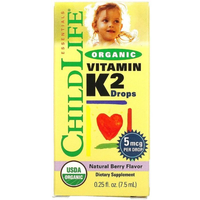 Витамин ChildLife Органический Витамин K2 в Каплях, Ягодный вкус, 7,5 мл (CDL-14500)