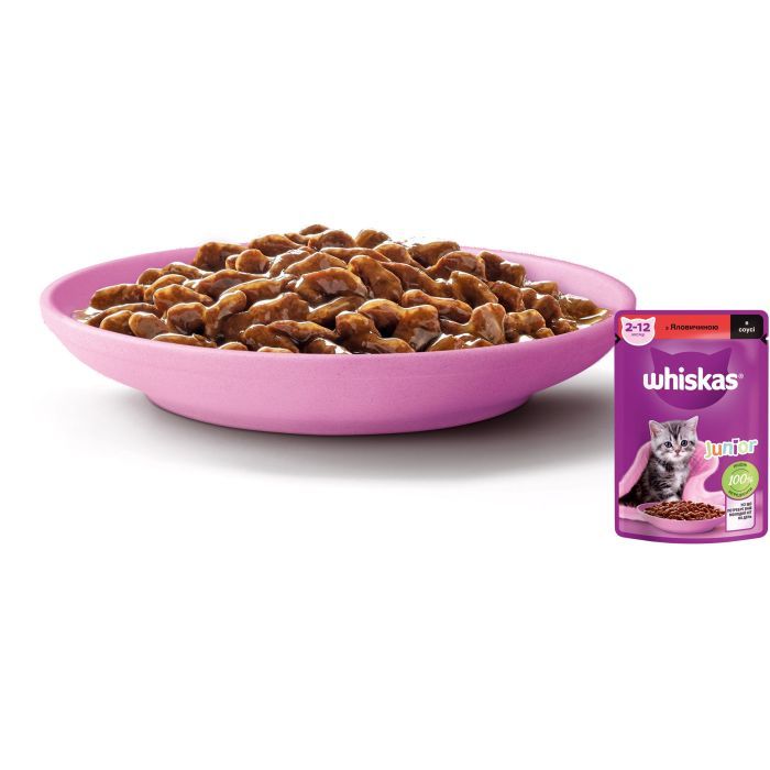 Вологий корм для кішок Whiskas Kitten Яловичина в соусі 85 г (5900951301957) зображення 4