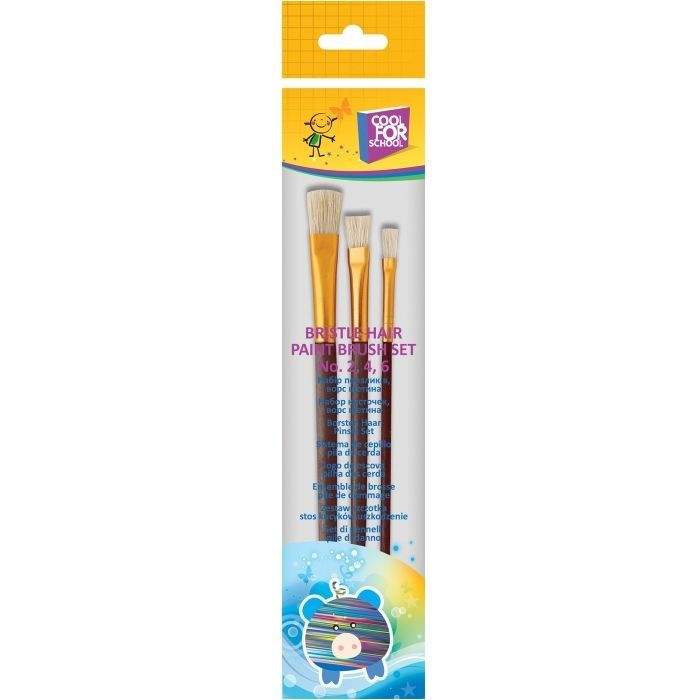 Пензлик для малювання Cool For School набір 3 шт (2,4,6) натуральний ворс щетина (CF60825)
