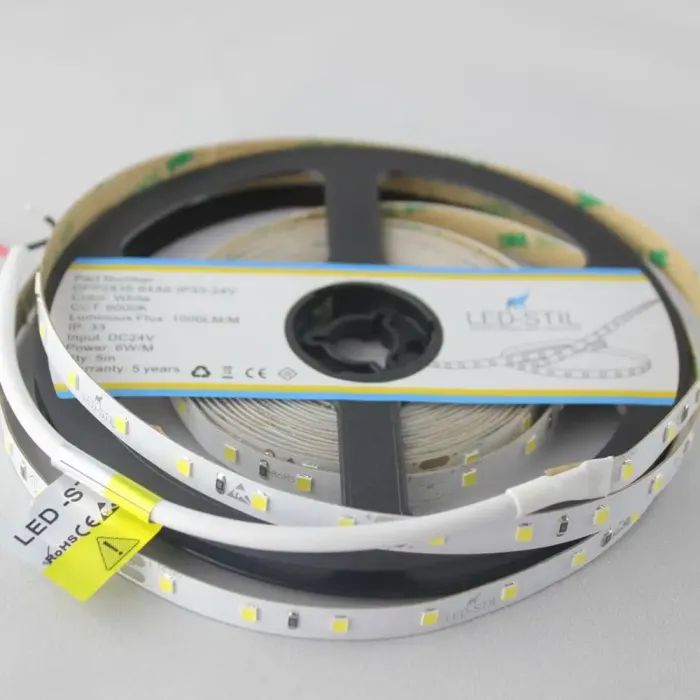 Світлодіодна стрічка LED-STIL 6000K 6 Вт/м 2835 64 діода IP33 24 Вольта 1000 lm холодне світло (DFP2835-64A6-IP33-24V) зображення 3