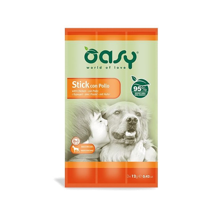 Ласощі для собак OASY Stick м'ясні палички з куркою 36 г (8054329510223)