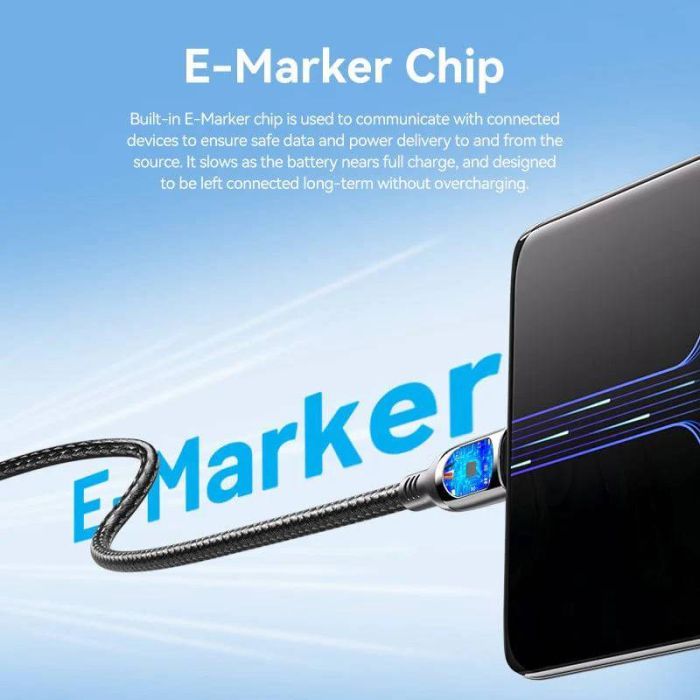 Дата кабель USB-C to USB-C 1.2m USB3.1 100W Display Zinc Alloy Vention (TAYBAV) изображение 8