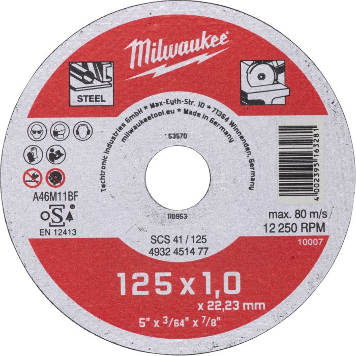 Круг відрізний Milwaukee по металу SCS 41/125х1, 125 мм (4932451477)