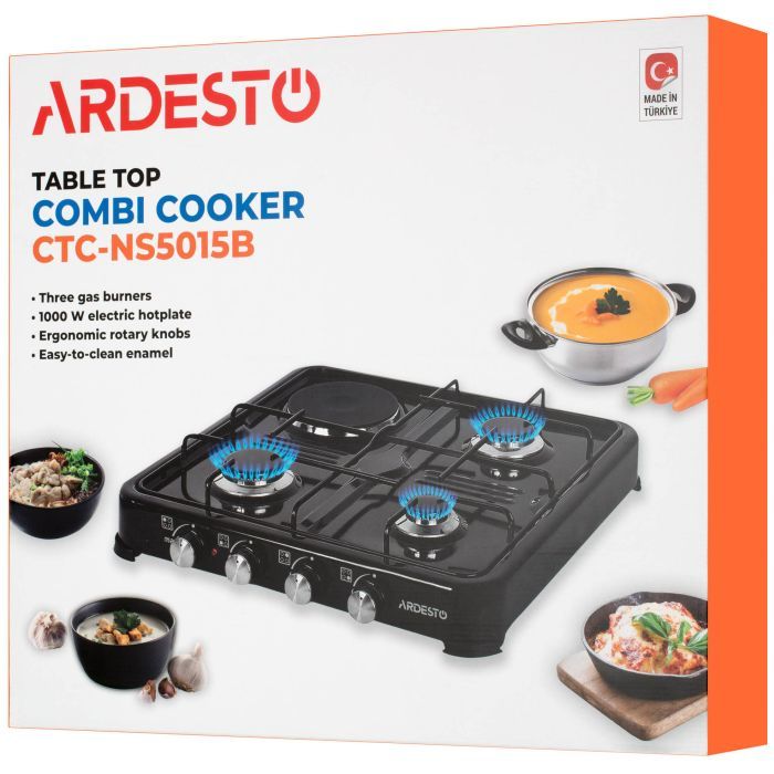 Плита Ardesto CTC-NS5015B, тип газу LPG, 3 алюмін. газ. пальника, 1 електрич. ко (CTC-NS5015B) изображение 7