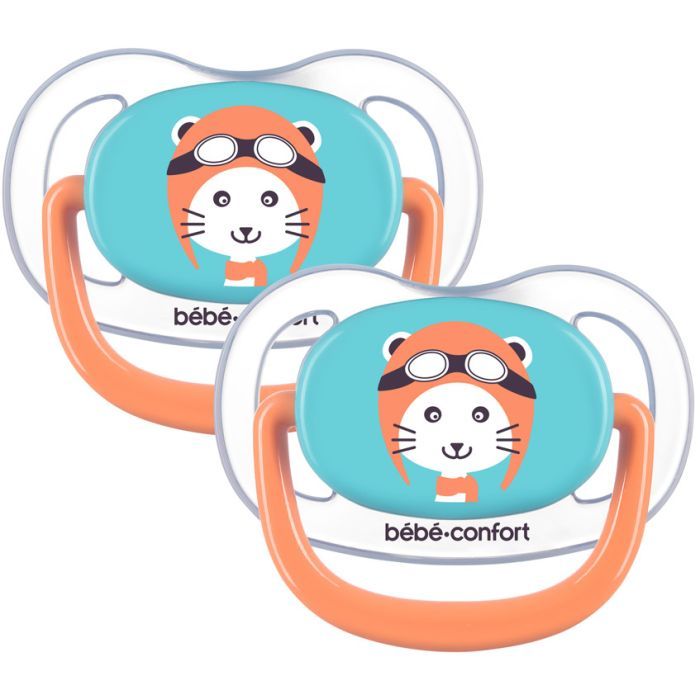 Пустушка Bebe Confort Physio Air, 2 шт, 6/18 міс (синя з помаранчевим) (3104201780)