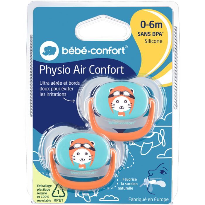 Пустушка Bebe Confort Physio Air, 2 шт, 6/18 міс (синя з помаранчевим) (3104201780) зображення 3