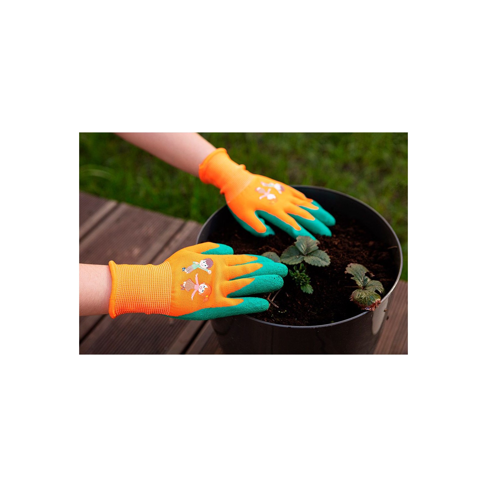 Защитные перчатки Neo Tools детские латекс, полиэстер, дышащая верхняя часть, р.3, оранжевый (97-644-3) изображение 4