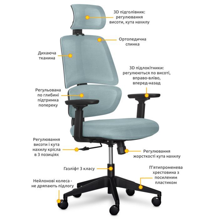 Офісне крісло Mealux Leo Air Black (Y-543 KB) зображення 8