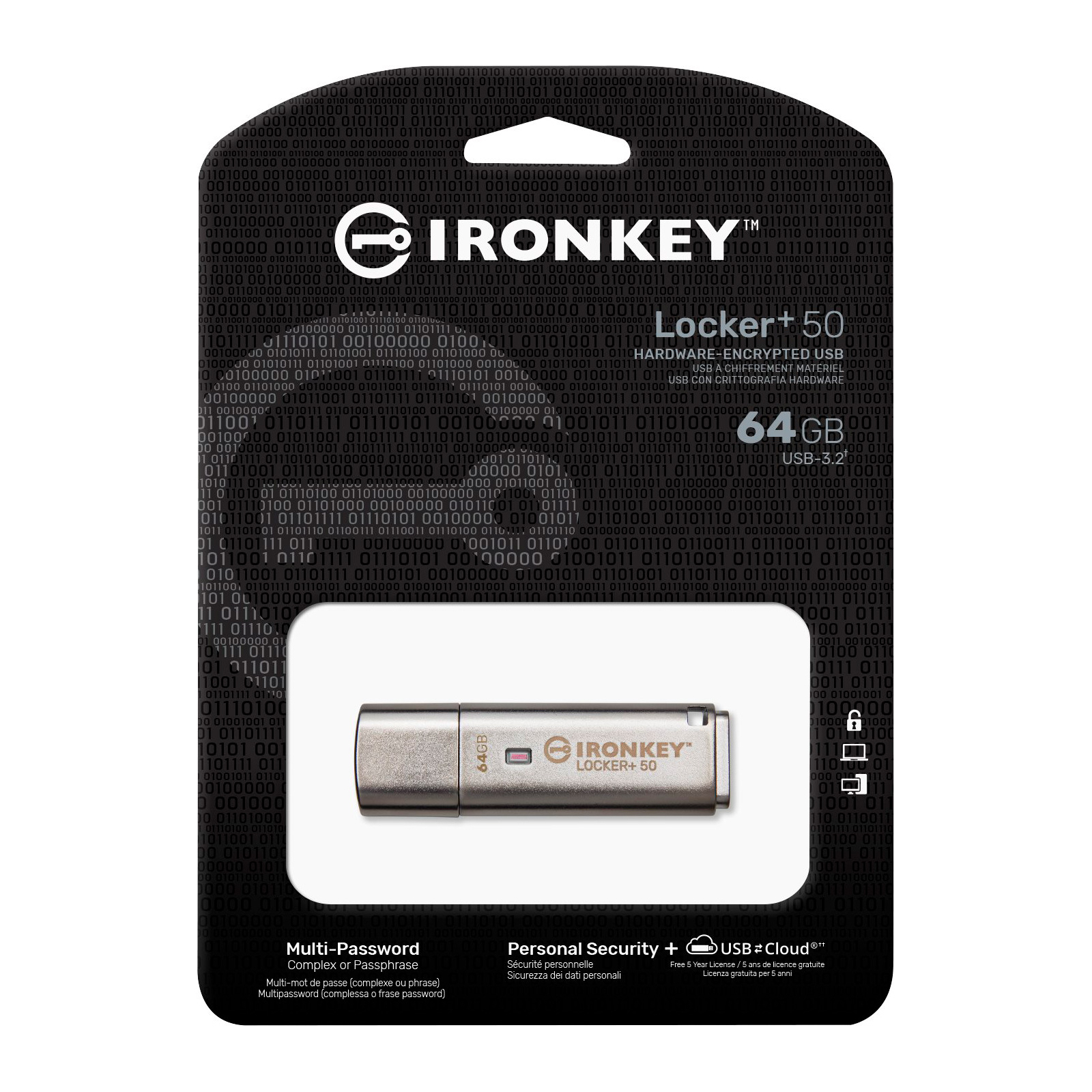 USB флеш накопичувач Kingston 64GB IronKey Locker Plus 50 AES Encrypted USB 3.2 (IKLP50/64GB) зображення 5
