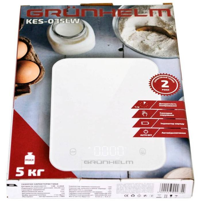 Ваги кухонні Grunhelm KES-035LW зображення 6
