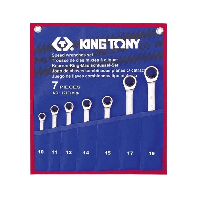 Ключ KING TONY комбинированный с трещоткой 7 шт., 10-19 мм (12107MRN)