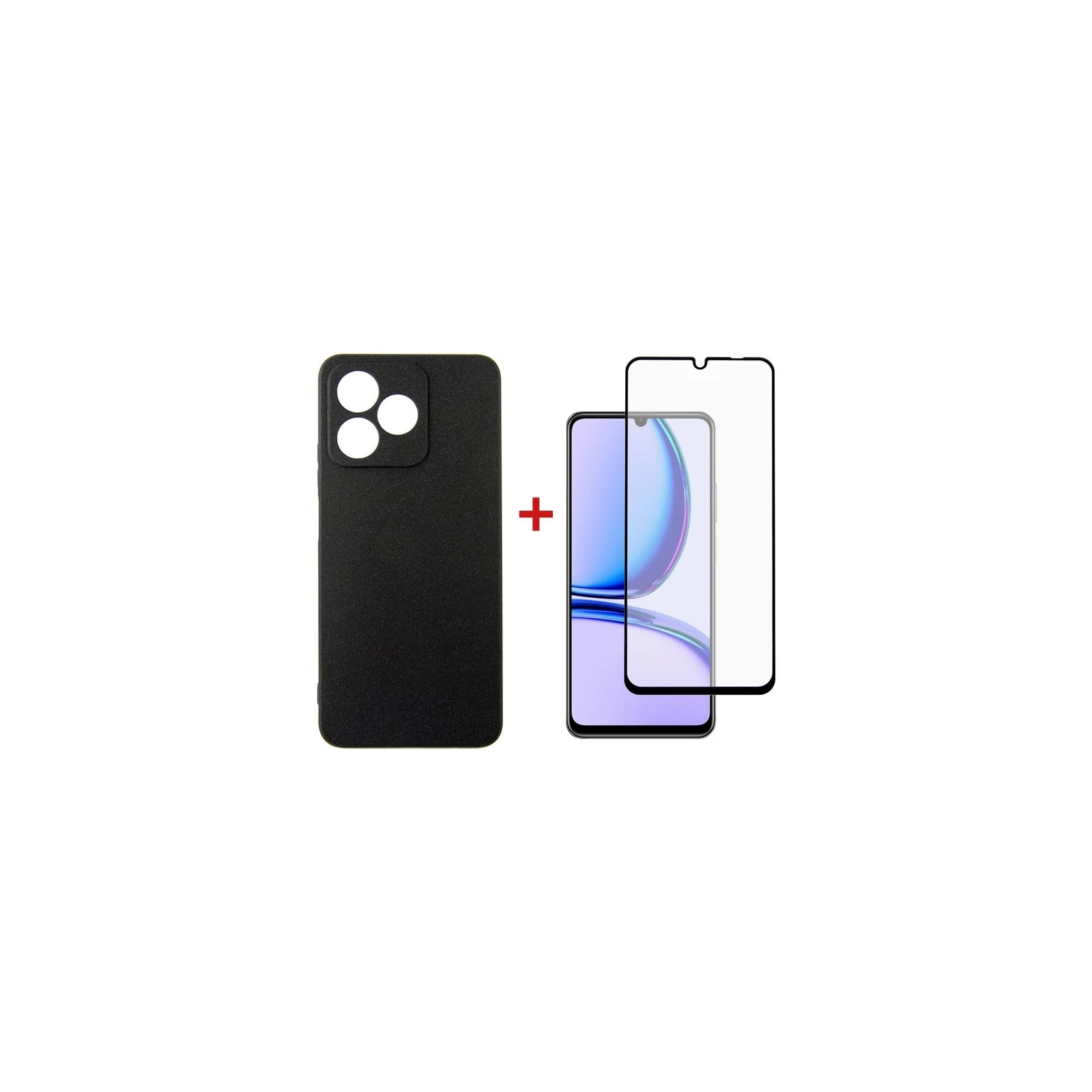 Чехол для мобильного телефона Dengos Kit for Realme C53 case + glass (Black) (DG-KM-47)