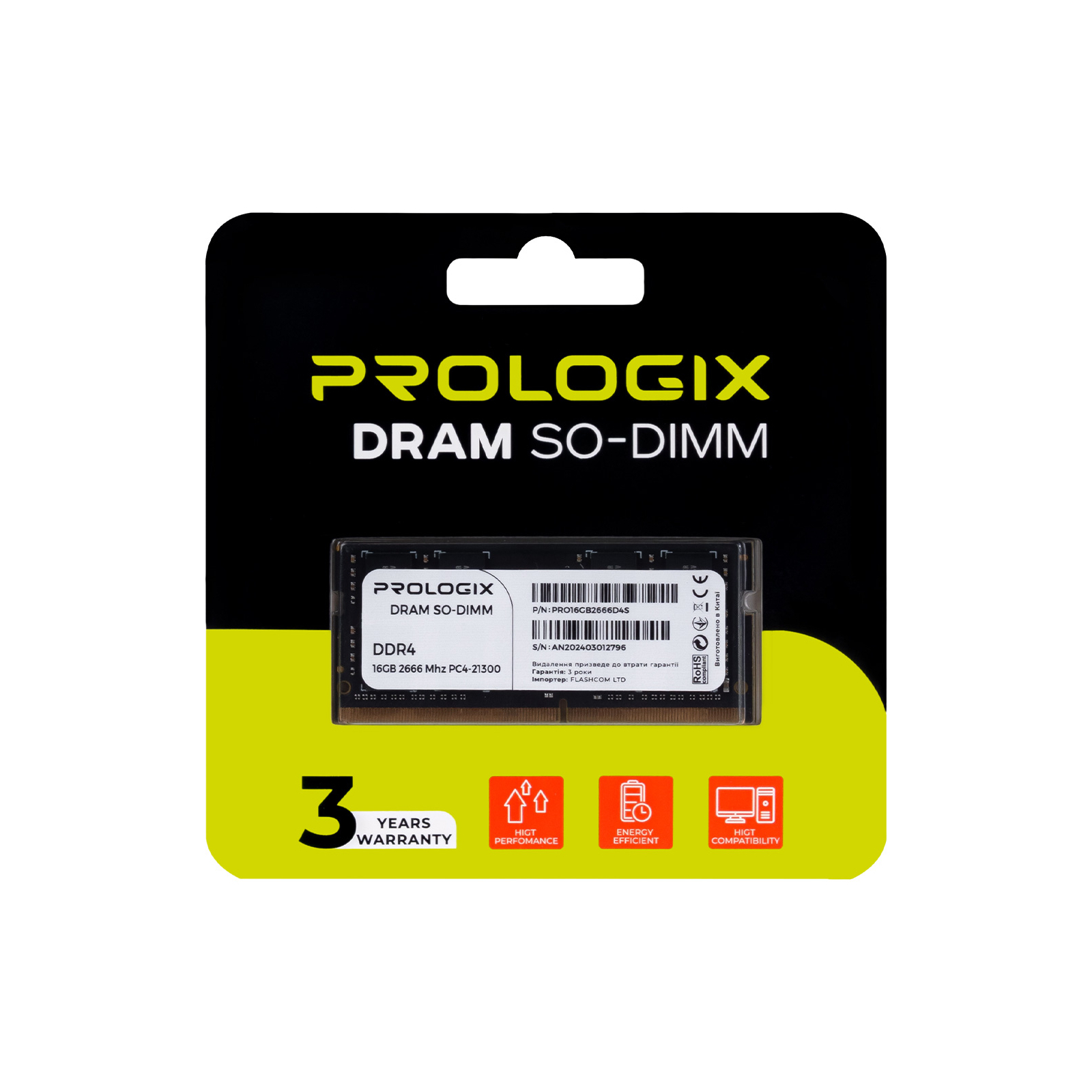 Модуль пам'яті для ноутбука SoDIMM DDR4 16GB 2666 MHz Prologix (PRO16GB2666D4S) зображення 4