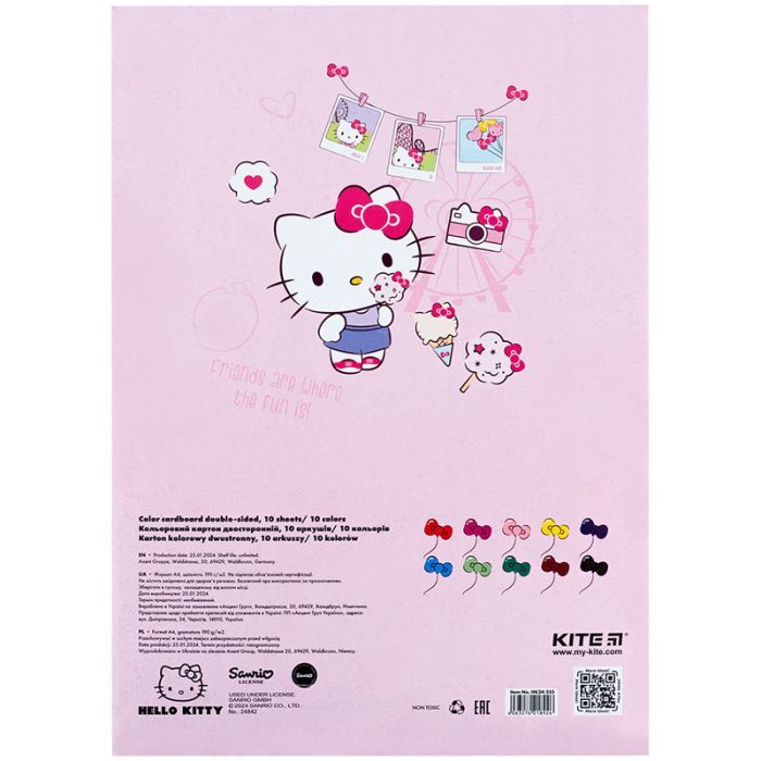 Цветной картон Kite А4 двухсторонний Hello Kitty 10 листов (HK24-255) изображение 4