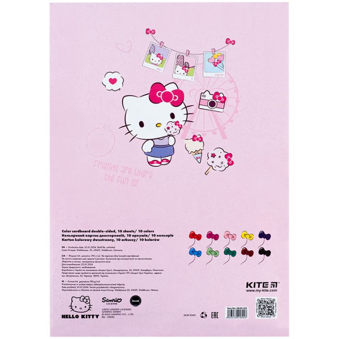 Цветной картон Kite А4 двухсторонний Hello Kitty 10 листов (HK24-255) изображение 4