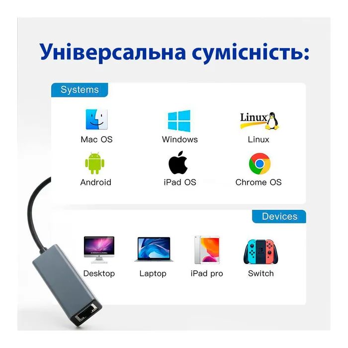 Адаптер Dynamode USB3.0 Type-C to 1000/100 Mbit/s RJ-45 (RTL8153) 0.13 m (DM-AD-GLAN-C) изображение 8