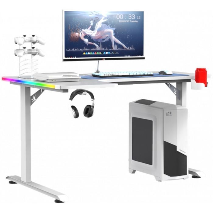 Компьютерный стол GT Racer T-1217 White (T-1217 (160x60-100x73) White) изображение 3