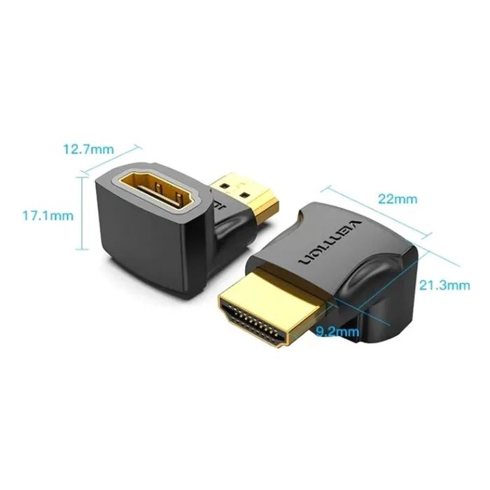 Переходник HDMI F to HDMI M 90° 4K 60Hz PVC Vention (AIOB0) изображение 2