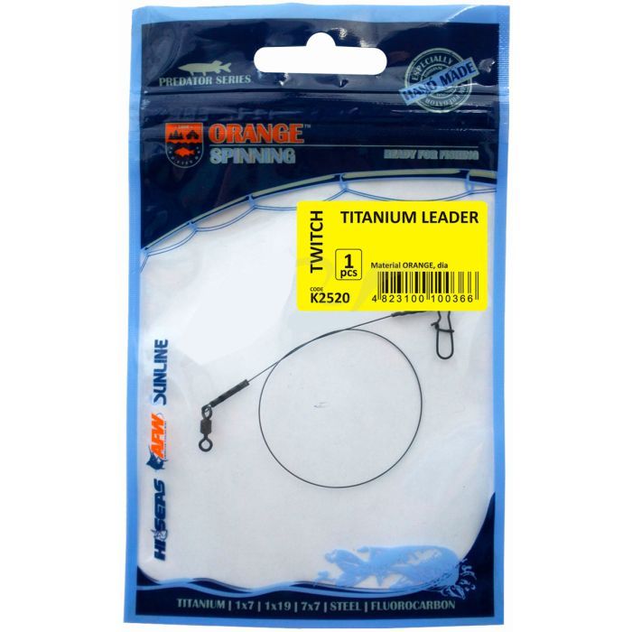 Поводок Ukrspin Orange Spinning титан с вертлюгом 16см 6кг(12lb)/0.25мм (1590.02.61)