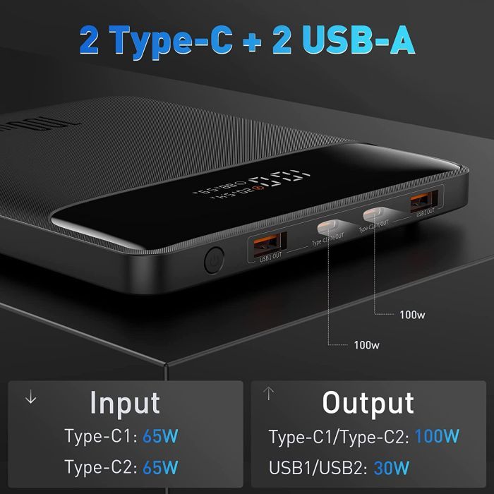 Батарея універсальна Baseus Blade Digital Display 20000mAh PD/100W, Black (PPDGL-01, PPBLD100-S) (PPBL000201) зображення 3
