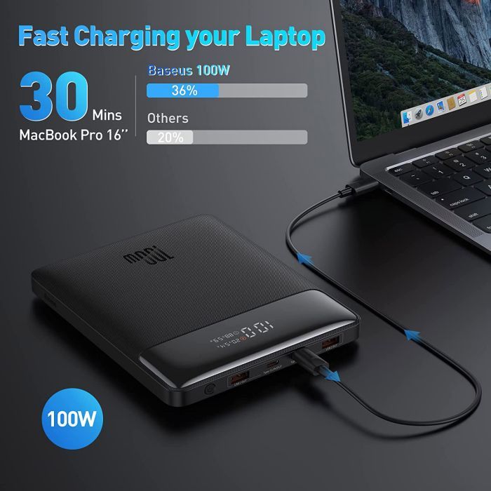 Батарея універсальна Baseus Blade Digital Display 20000mAh PD/100W, Black (PPDGL-01, PPBLD100-S) (PPBL000201) зображення 7