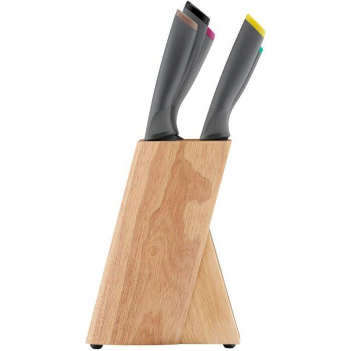 Набор ножей Tefal Fresh Kitchen, дерев'яна колода, 5шт, нержавіюча сталь, чорний (K122S504) изображение 3