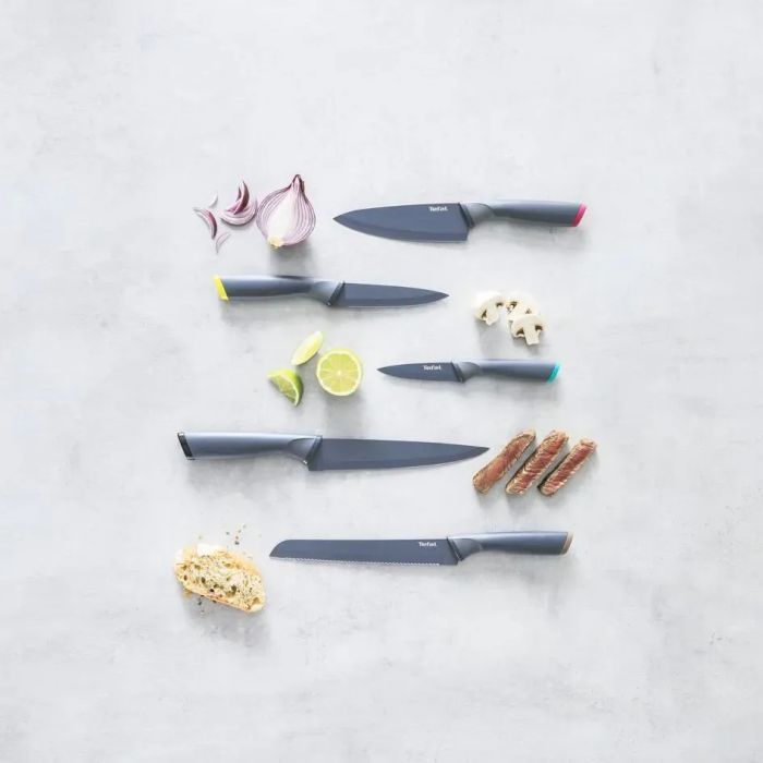 Набор ножей Tefal Fresh Kitchen, дерев'яна колода, 5шт, нержавіюча сталь, чорний (K122S504) изображение 5