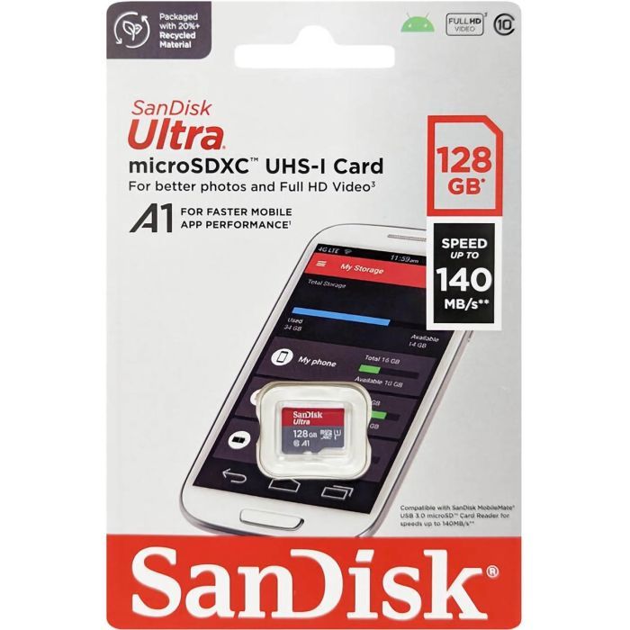 Карта памяти SanDisk 128GB microSD class 10 UHS-I A1 Ultra (SDSQUAB-128G-GN6MN) изображение 2
