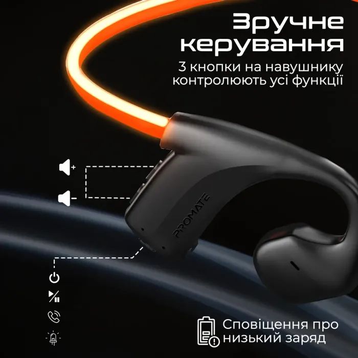 Наушники Promate RippleGlow Black (rippleglow.black) изображение 10
