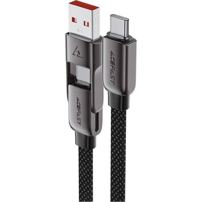 Дата кабель USB-C to USB-C/A 1.2m 3.0A zink alloy C13-04 Black Acefast (6974316282334) изображение 3