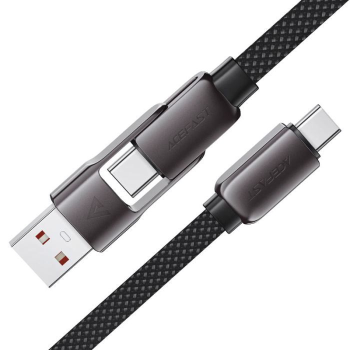Дата кабель USB-C to USB-C/A 1.2m 3.0A zink alloy C13-04 Black Acefast (6974316282334) изображение 4