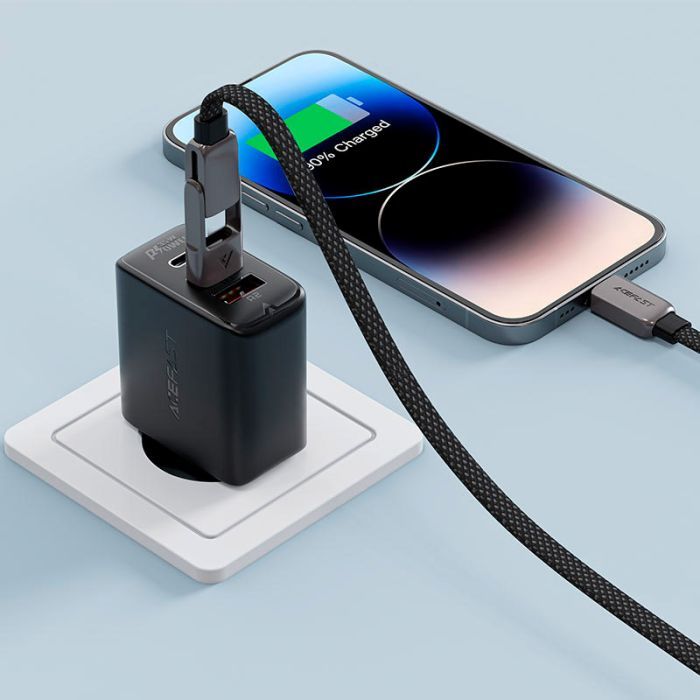 Дата кабель USB-C to USB-C/A 1.2m 3.0A zink alloy C13-04 Black Acefast (6974316282334) изображение 6